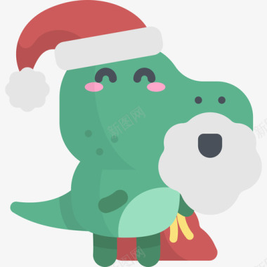 圣诞场景圣诞老人恐龙阿凡达场景2平坦图标图标