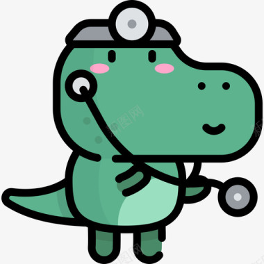 医生恐龙头像的情况线性颜色图标图标