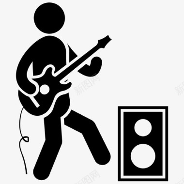 音乐家吉他手音乐播放器图标图标