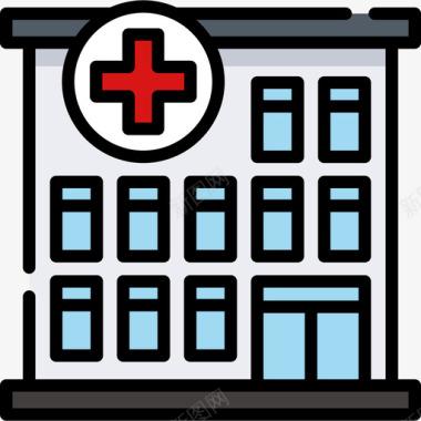 医院旅游景点表情符号3线条颜色图标图标