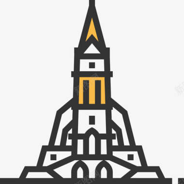 瓦杜兹大教堂地标14黄色阴影图标图标