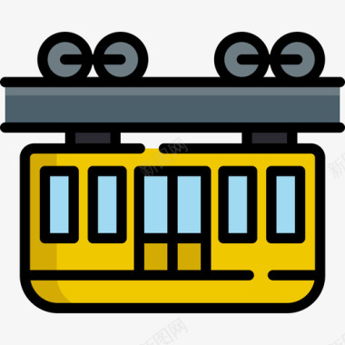 地点标志缆车车厢旅行地点表情符号3线条颜色图标图标