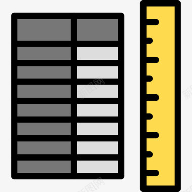文具办公无背景直尺办公文具4线颜色图标图标