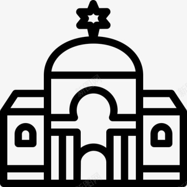 犹太教堂城市建筑直线型图标图标
