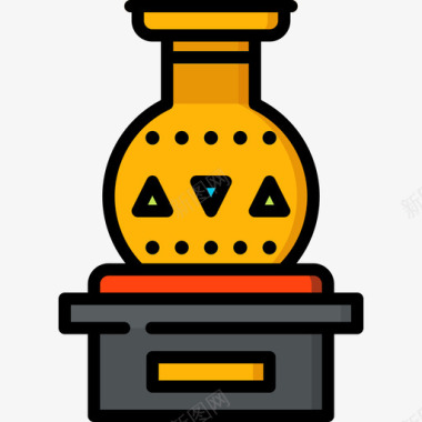 博物馆花瓶博物馆31线性颜色图标图标