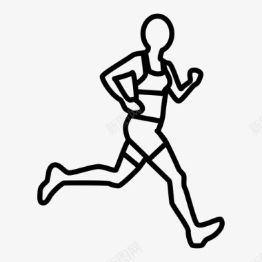 女性夏季跑步者慢跑移动图标图标