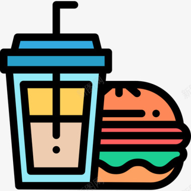 原色汉堡快餐32原色图标图标