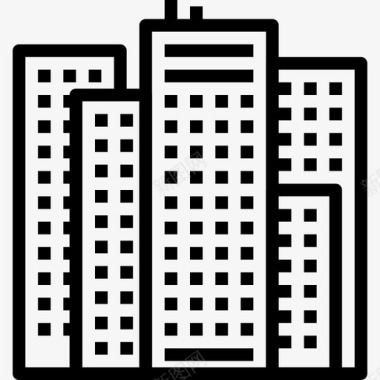 建筑城市元素建筑6线性图标图标