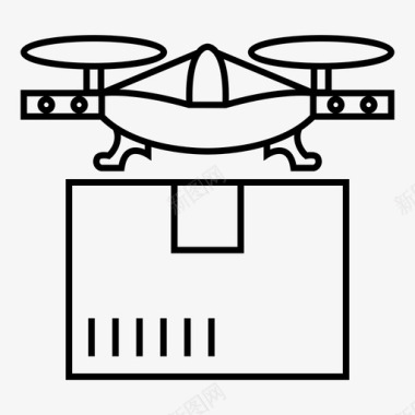 矢量快递包裹交付空中飞机图标图标