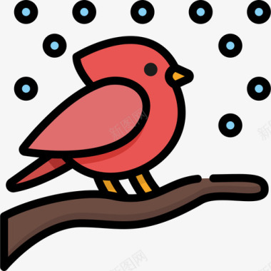 红衣主教冬季自然10线性颜色图标图标