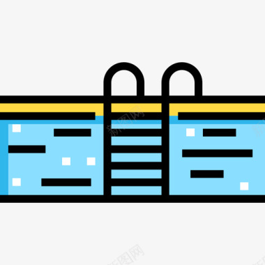 108塔游泳池旅游108线性颜色图标图标