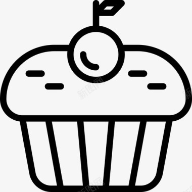 纸杯蛋糕甜点和糖果3直系图标图标