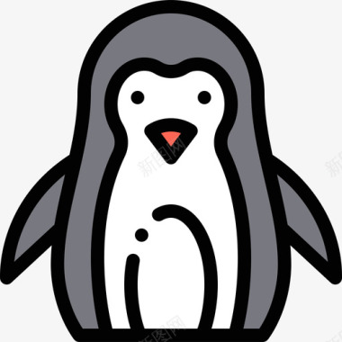 企鹅动物园5线性颜色图标图标