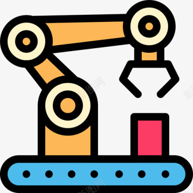 工程素材机械手臂工程5线颜色图标图标