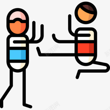 跆拳道武术2线条色彩图标图标