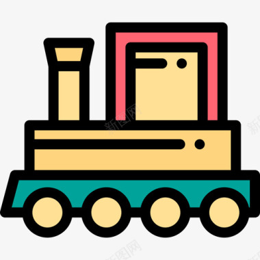 婴儿玩具火车婴儿57线性颜色图标图标