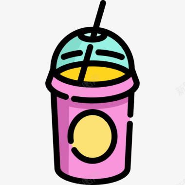 冰沙夏季食品饮料线性颜色图标图标
