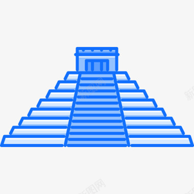 玛雅金字塔城市27蓝色图标图标