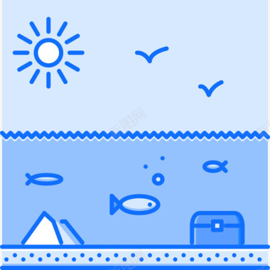 海滩旅游104蓝色图标图标