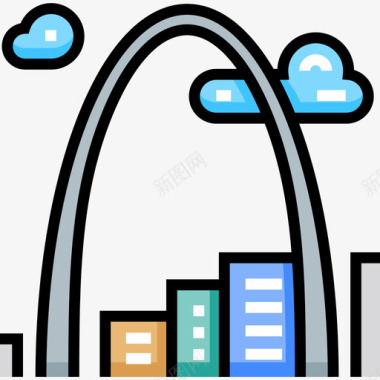 大门拱门地标18线条颜色图标图标