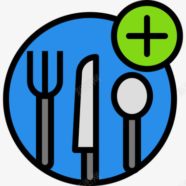 餐具餐具食品87线性颜色图标图标