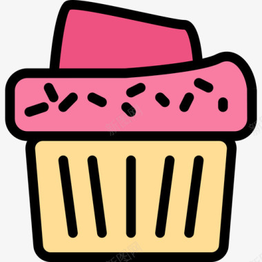 纸杯蛋糕食物87线性颜色图标图标