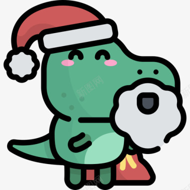 圣诞场景圣诞老人恐龙头像场景线条颜色图标图标