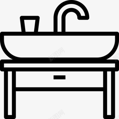 面盆浴室9线性图标图标