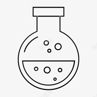 单线化学品烧杯气泡图标图标