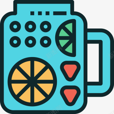 果汁插图果汁运动健身线性颜色图标图标