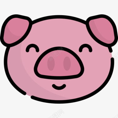 猪自然和动物2线颜色图标图标