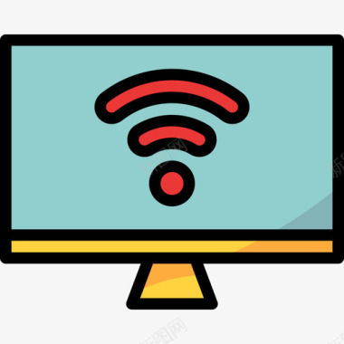 无线网络连接计算机连接3线性颜色图标图标