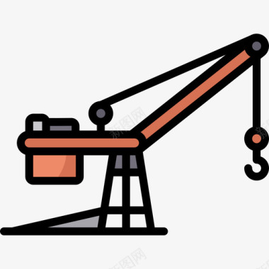 机械夹紧起重机施工机械线性颜色图标图标