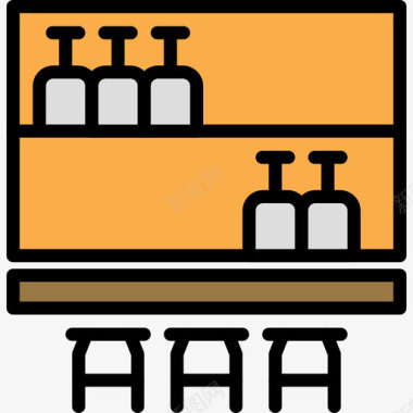 酒吧荧光颜色酒吧食品87线性颜色图标图标