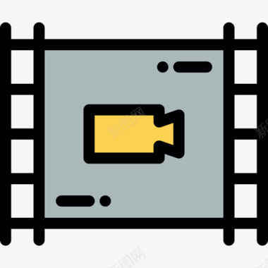 电影老胶片电影胶片电影2线性颜色图标图标