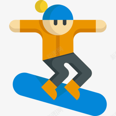 运动小人图标矢量素材滑雪板运动62平坦图标图标