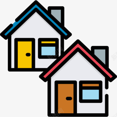 线性房子旅行地点表情符号3线性颜色图标图标