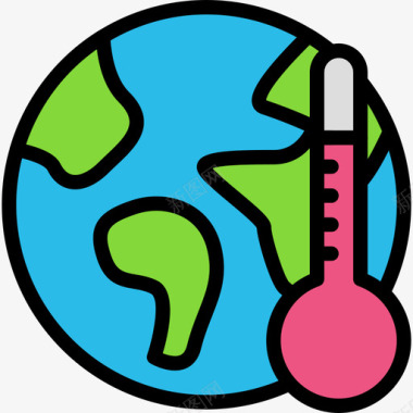 全球变暖生态学68线性色彩图标图标