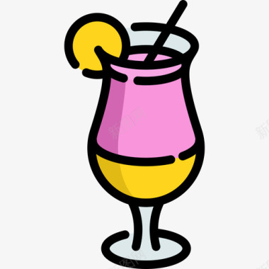 鸡尾酒夏季食品饮料线性颜色图标图标