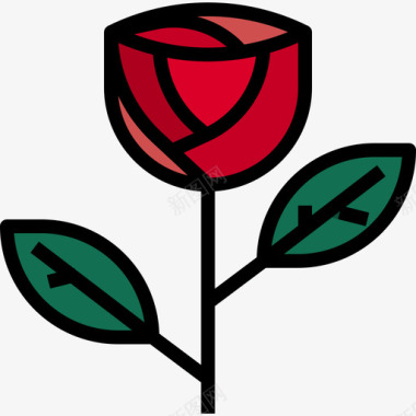 玫瑰玫瑰情人节44线形颜色图标图标