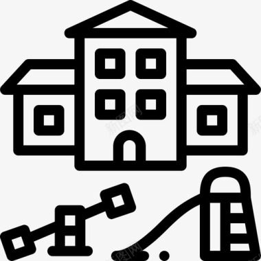 幼儿园城市建筑线性图标图标