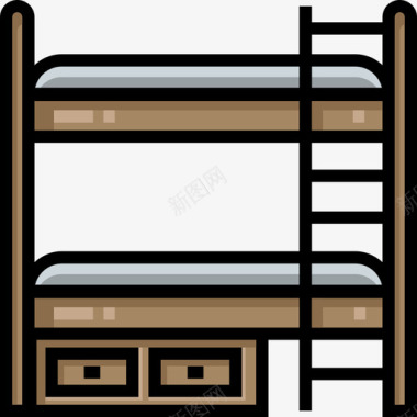 双层酱料双层床家庭家具线性颜色图标图标