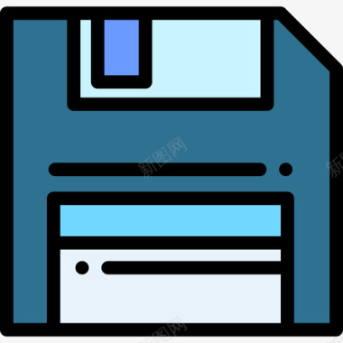 软盘计算机部件4线性彩色图标图标