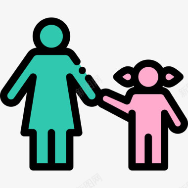母女家庭生活线条色彩图标图标