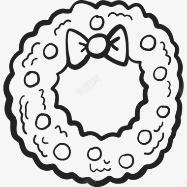 圣诞花环装饰手绘图标图标