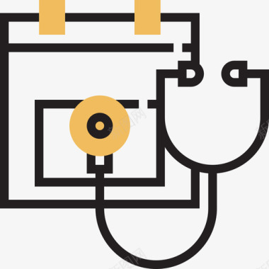 听诊器扁平化听诊器健康检查2黄影图标图标