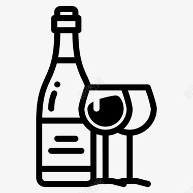 带玻璃杯的酒瓶杯子饮料图标图标