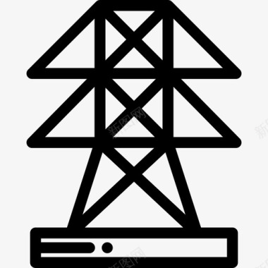线性装饰元素电力塔城市元素8线性图标图标