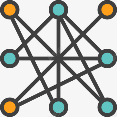 网络加密货币区块链2线性颜色图标图标