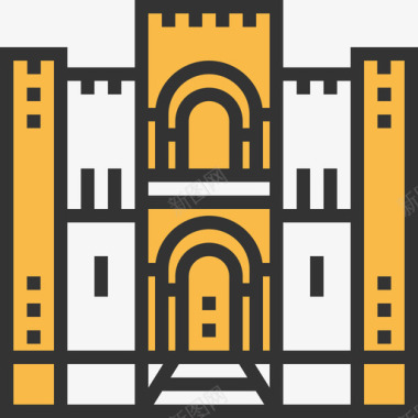 科英布拉旧大教堂地标14黄色阴影图标图标